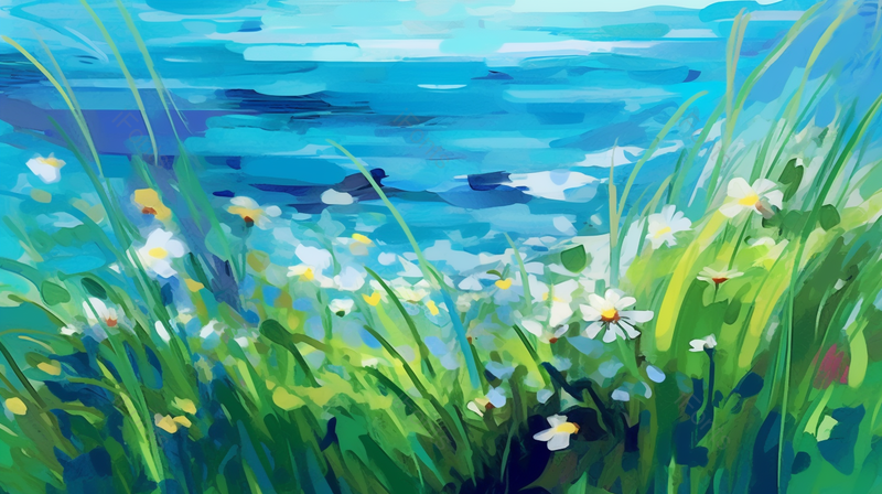 唯美绿色清新自然风景花朵插画手绘背景,插画/手绘图,插画/手绘图库,插画/手绘图下载,插画/手绘